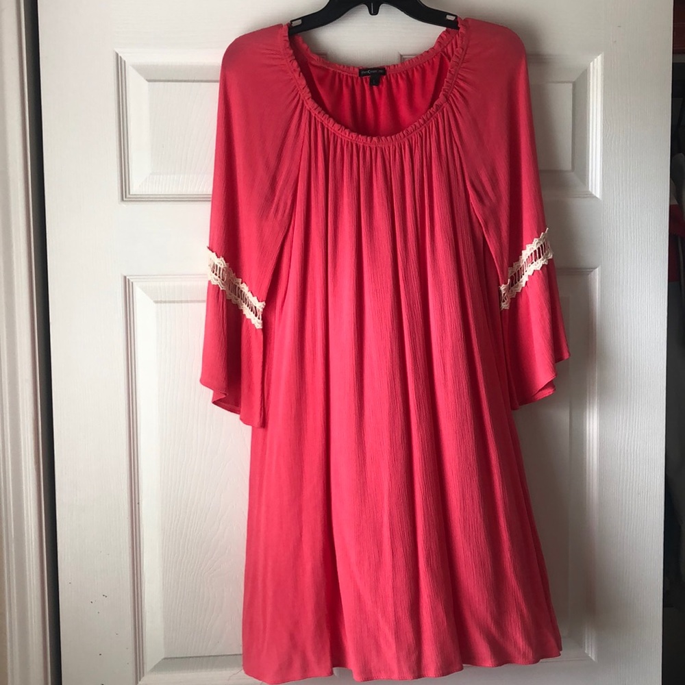 Long sleeve pink/peach southern-style dress